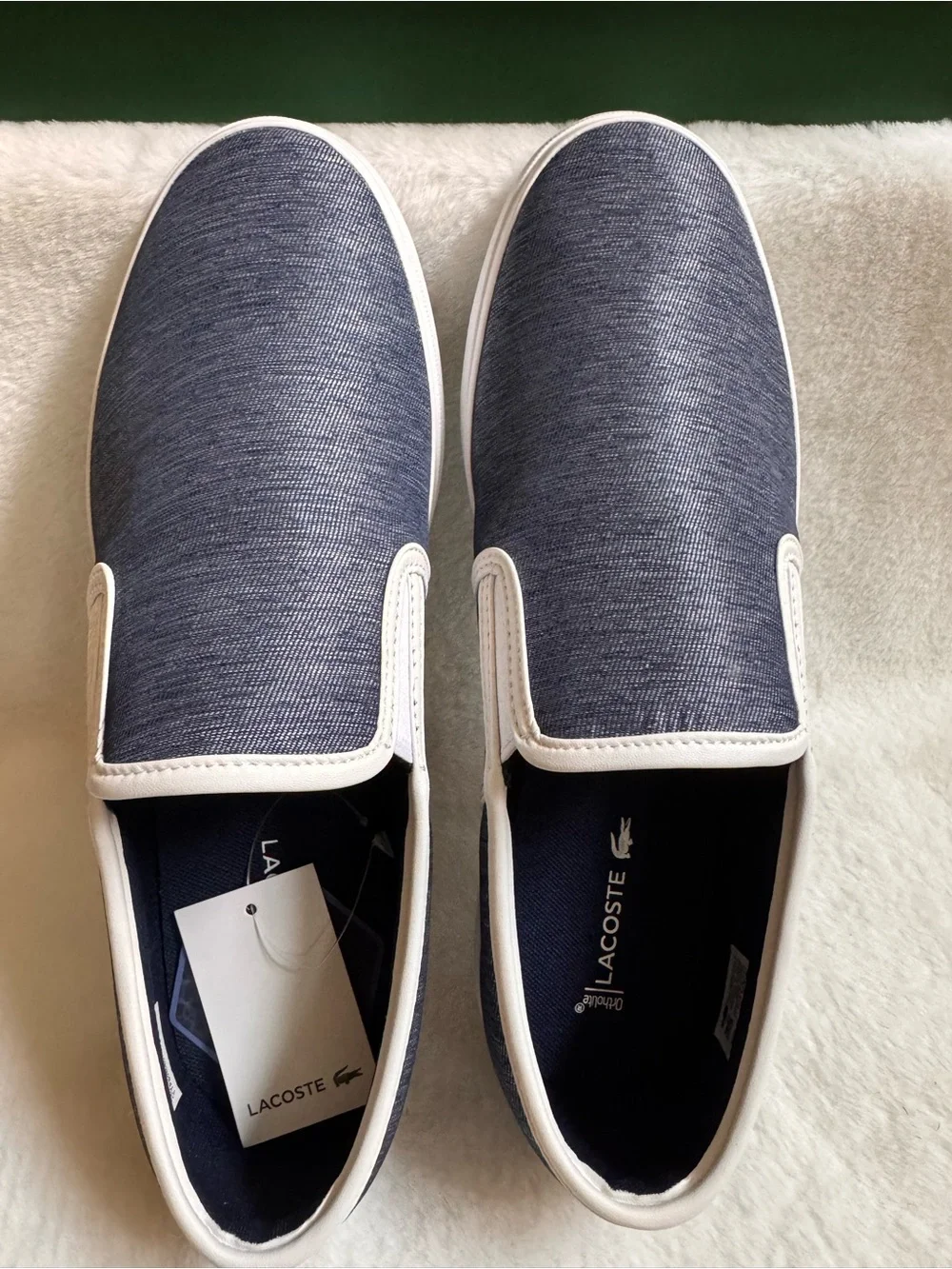 ✅NEW “Lacoste” Tatalya Men's Navy Slip-On Canvas Sneakers